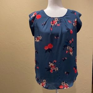Sweet Rain blue floral print blouse (S)